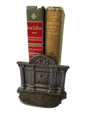 Antique Cast Iron Scholar Bookend | Dark Academia Library Décor